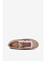 Semišové Nízké Tenisky Dámské Tmavě Béžové model 22355935 - Zazoo Semišové Nízké Tenisky Dámské Tmavě Béžové model 22355935 - Zazoo