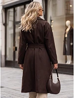 Płaszcz damski z paskiem brązowy model 22349673 - FashionStreet Płaszcz damski z paskiem brązowy model 22349673 - FashionStreet