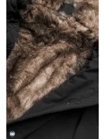 Černá dámská prošívaná zimní bunda s kožešinou (m-137)