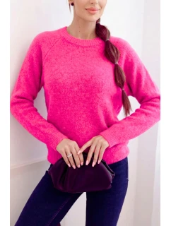 Svetr dámský z baby alpaky s dlouhým rukávem neonově růžový