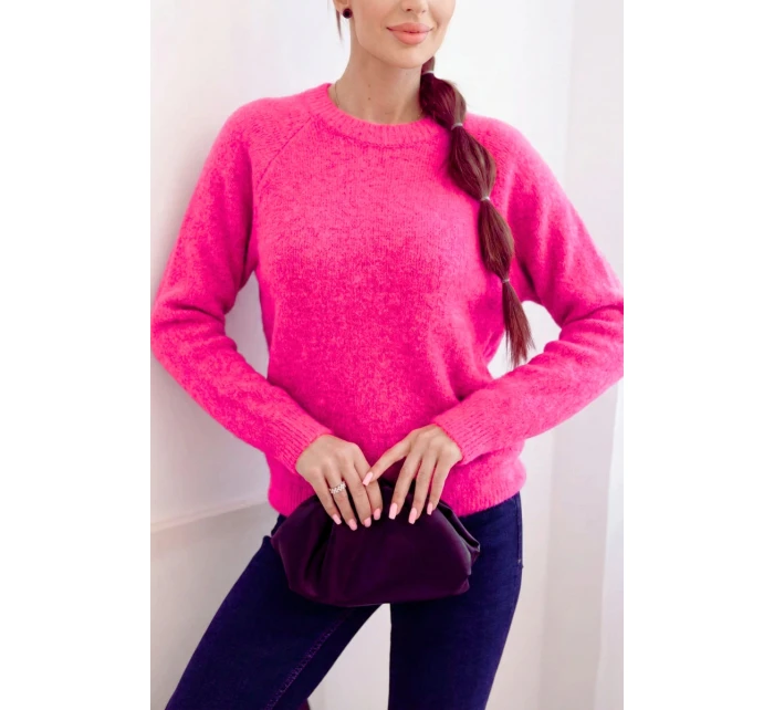 Svetr dámský z baby alpaky s dlouhým rukávem neonově růžový