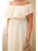 Dámské šaty Plus Size s volánem a elastickým pasem žlutá Dámské šaty Plus Size s volánem a elastickým pasem žlutá