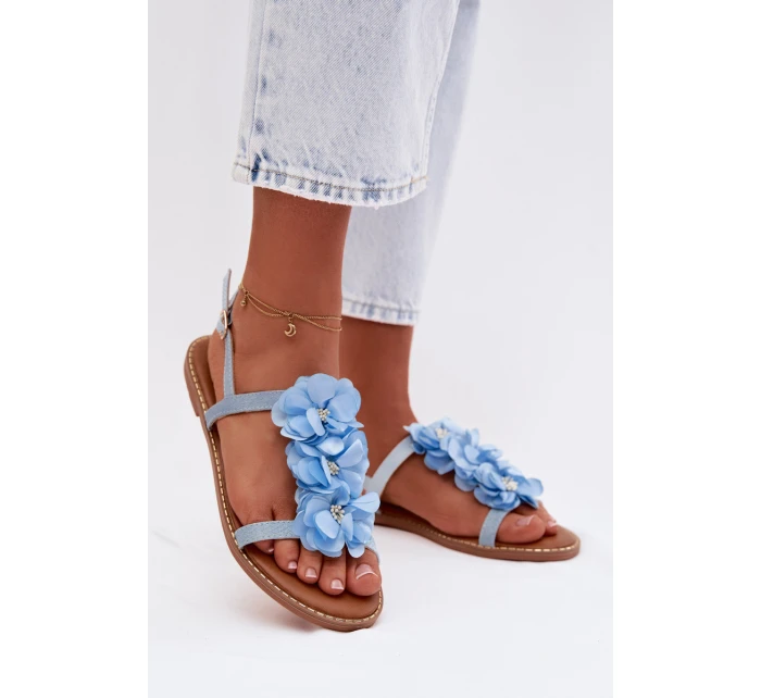 Dámské Sandály Ploché Modré Květiny model 21961065 - Boto Dámské Sandály Ploché Modré Květiny model 21961065 - Boto