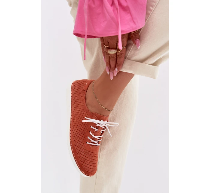 Dámské polobotky z přírodního semiše S.Barski LR61-7080 Oranžové