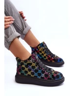 Sportovní boty na platformě Rhinestones GOE Black Sportovní boty na platformě Rhinestones GOE Black