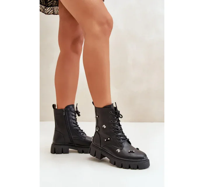 Dámské Workery Boty S Ozdobami Eko Kožené Černé Cadenilla Dámské Workery Boty S Ozdobami Eko Kožené Černé Cadenilla