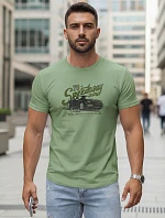 Pánské bavlněné tričko s potiskem automobilů světle zelené FashionStreet NX5089R