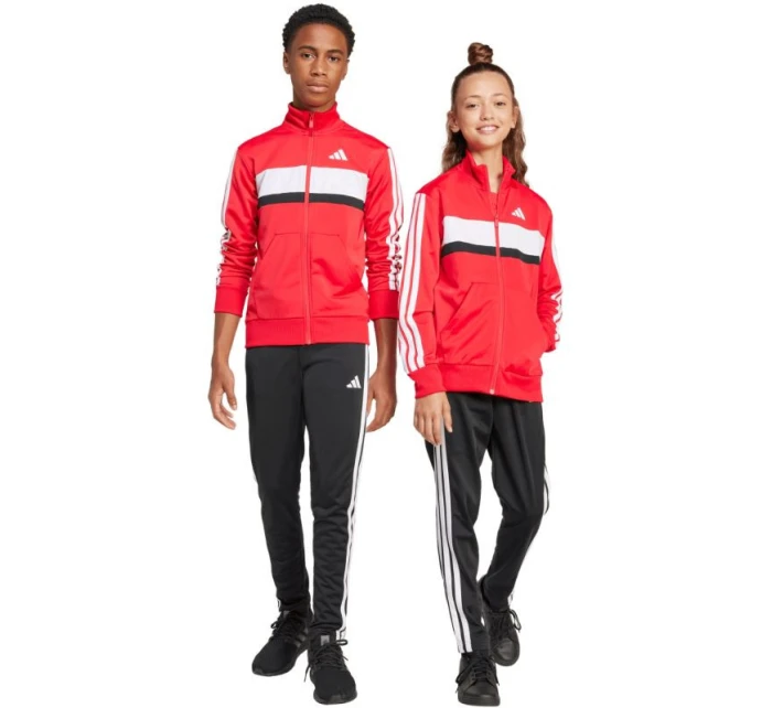 Dětská tepláková souprava adidas Seasonal Essentials Tiberio 3-Stripes Tricot červená/černá JI6214 Dětská tepláková souprava adidas Seasonal Essentials Tiberio 3-Stripes Tricot červená/černá JI6214