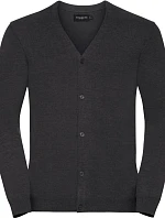 Russell Athletic 715M Pánský pletený cardigan s výstřihem do V 11.715M charcoal marl
