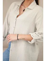 Bavlněná mušelínová košile oversize tmavě béžová Bavlněná mušelínová košile oversize tmavě béžová