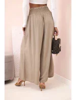 Dámské viskózové kalhoty s elastickým pasem velbloud