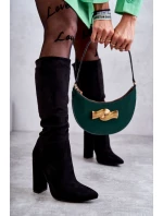 Klasické semišové boty na podpatku Černá model 21595229 - Boto