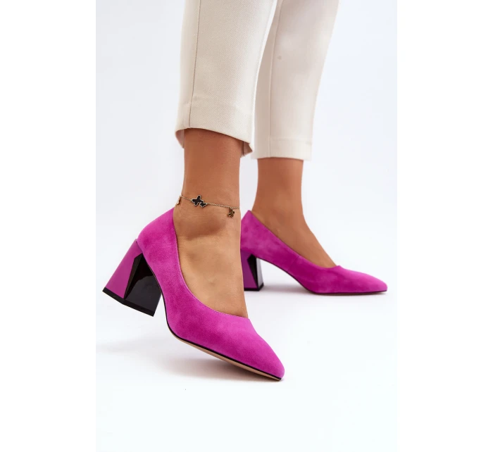 Sametové lodičky na podpatku model 21649297 - VINCEZA