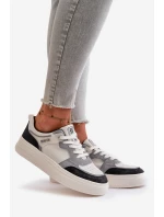 Dámské Nízké Tenisky Z Eko Kůže Big Star OO274028 Bílá-Šedá Dámské Nízké Tenisky Z Eko Kůže Big Star OO274028 Bílá-Šedá