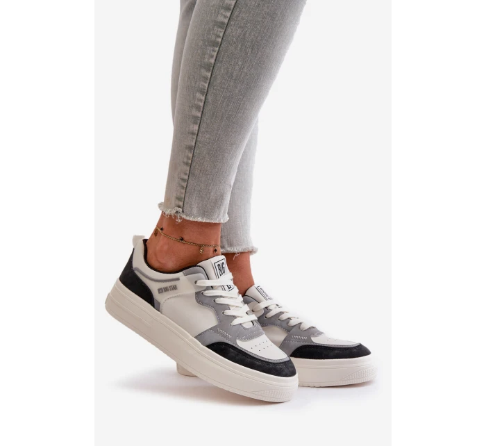 Dámské Nízké Tenisky Z Eko Kůže Big Star OO274028 Bílá-Šedá Dámské Nízké Tenisky Z Eko Kůže Big Star OO274028 Bílá-Šedá