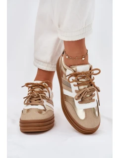 Dámské Tenisky Na Platformě S Dvojitým Šněrováním Leopardí Zlaté Klipy