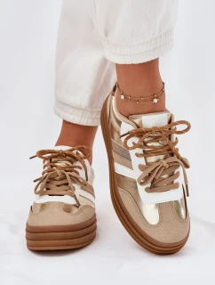 Dámské Tenisky Na Platformě S Šněrováním Leopardí Zlaté model 21696198 - Boto