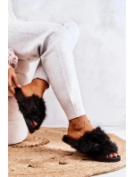 Dámské pantofle s kožíškem DZ821 Černá - Kesi Dámské pantofle s kožíškem DZ821 Černá - Kesi