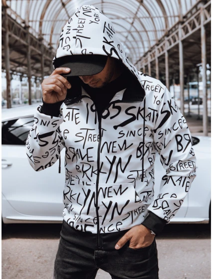 Pánská mikina na zip s kapucí bílá Dstreet model 21978935 - FashionStreet Pánská mikina na zip s kapucí bílá Dstreet model 21978935 - FashionStreet