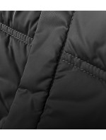 Volná černá dámská bunda s kapucí (8118)