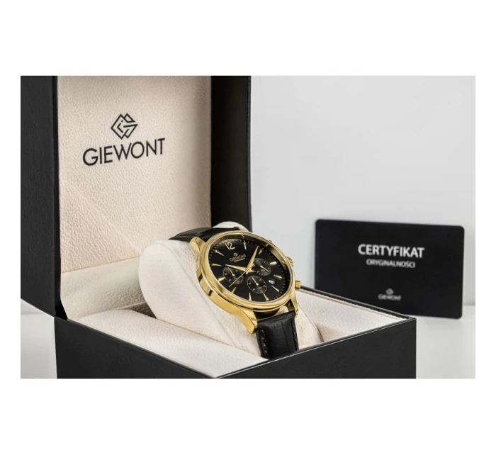 Pánské hodinky Giewont Chronograph Sapphire Black and Gold GW6310-A4