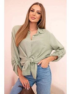 Bavlněná mušelínová košile oversize světlá khaki