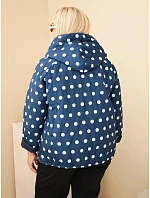 Dámská bunda Plus Size s kapucí a puntíky modrá granatowa Dámská bunda Plus Size s kapucí a puntíky modrá granatowa