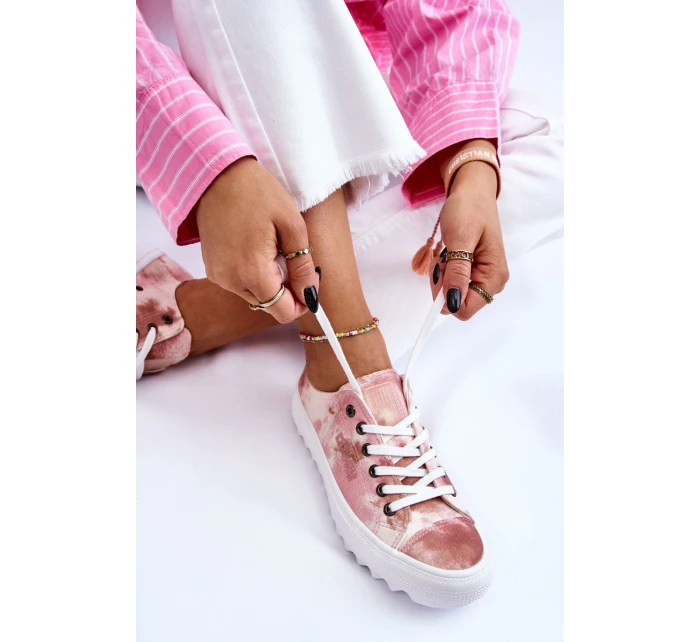 Módní nízké tenisky Big Star LL274044 růžovo-béžová Módní nízké tenisky Big Star LL274044 růžovo-béžová