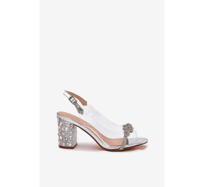 Průhledné Sandály Na Podpatku D&A MR51-705 Stříbrné
