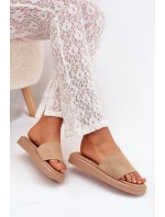 Dámské Pantofle Na Platformě Z Eko Semiše Tmavě Béžové model 21703777 - Boto Dámské Pantofle Na Platformě Z Eko Semiše Tmavě Béžové model 21703777 - Boto