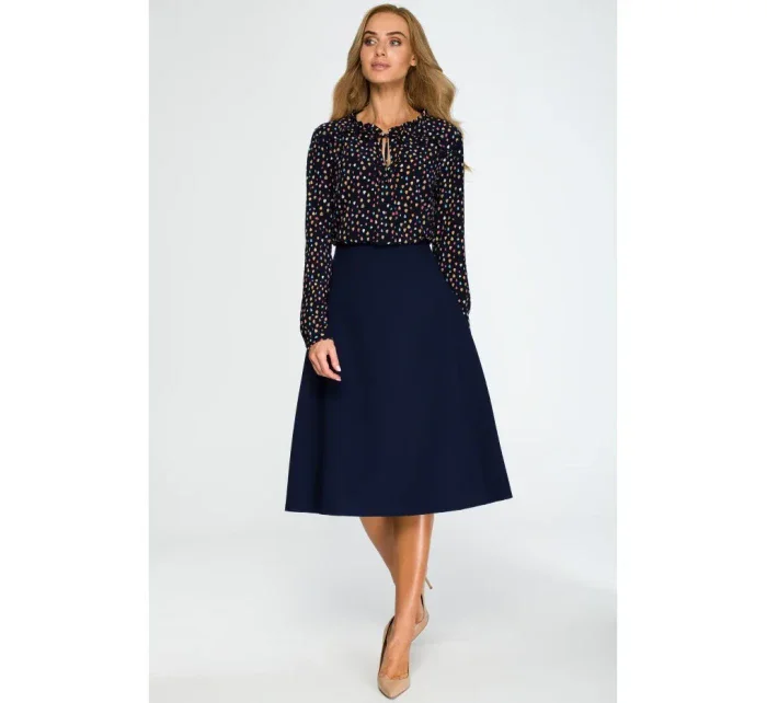 S133 Midi sukně áčkového střihu - tmavě modrá