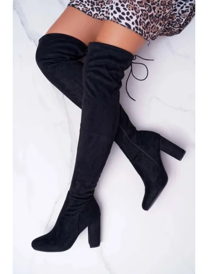 Dámské semišové kozačky na vysokém podpatku Černá Xamarin Dámské semišové kozačky na vysokém podpatku Černá Xamarin