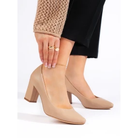 Pohodlné  lodičky dámské hnědé na širokém podpatku