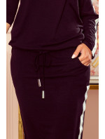 Černé sportovní dámské šaty s kapsičkami a lampasy model 14449215 - numoco