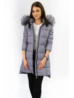 Dámská zimní prošívaná bunda ve vřesové barvě s kapucí (7702)