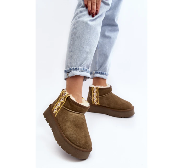 Kožené Semišové Sněhule Dámské Zelené model 21642388 - Boto