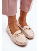 Dámské nazouvací mokasíny se zdobením Béžove model 21651198 - Boto