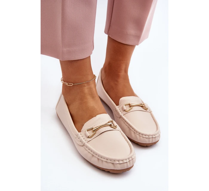 Dámské nazouvací mokasíny se zdobením Béžove model 21651198 - Boto