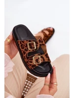 Dámské Pantofle S Leopardím Vzorem Na Platformě S Přezkami Hnědé Simbes Dámské Pantofle S Leopardím Vzorem Na Platformě S Přezkami Hnědé Simbes