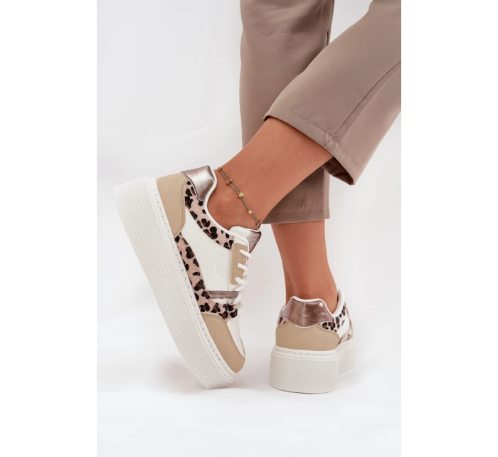 Dámské Tenisky Na Platformě Big Star SS274357 Leopardí Bílá-Bežová Dámské Tenisky Na Platformě Big Star SS274357 Leopardí Bílá-Bežová