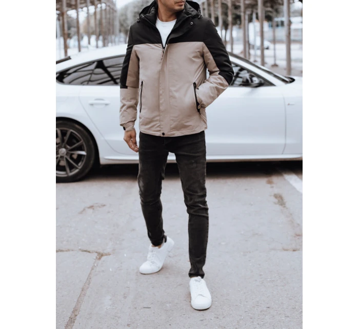 Pánská zimní bunda s kapucí béžová FashionStreet TX4897