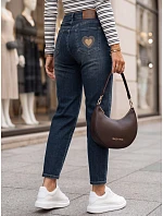 Dámské džíny Mom Fit s vysokým pasem, tmavě modré, FashionStreet UY3103 Dámské džíny Mom Fit s vysokým pasem, tmavě modré, FashionStreet UY3103