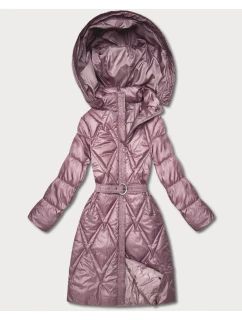 Růžový prošívaný kabát pro přechodné období s kapucí model 21808997 - MINORITY