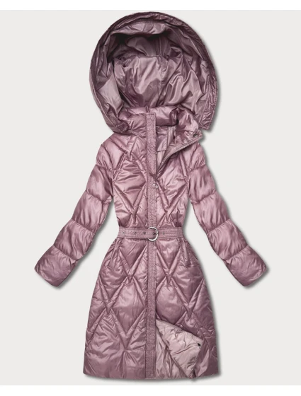 Růžový prošívaný kabát pro přechodné období s kapucí model 21808997 - MINORITY Růžový prošívaný kabát pro přechodné období s kapucí model 21808997 - MINORITY