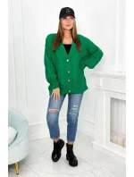 Svetr na knoflíky s model 18960083 rukávy zelený - K-Fashion Svetr na knoflíky s model 18960083 rukávy zelený - K-Fashion