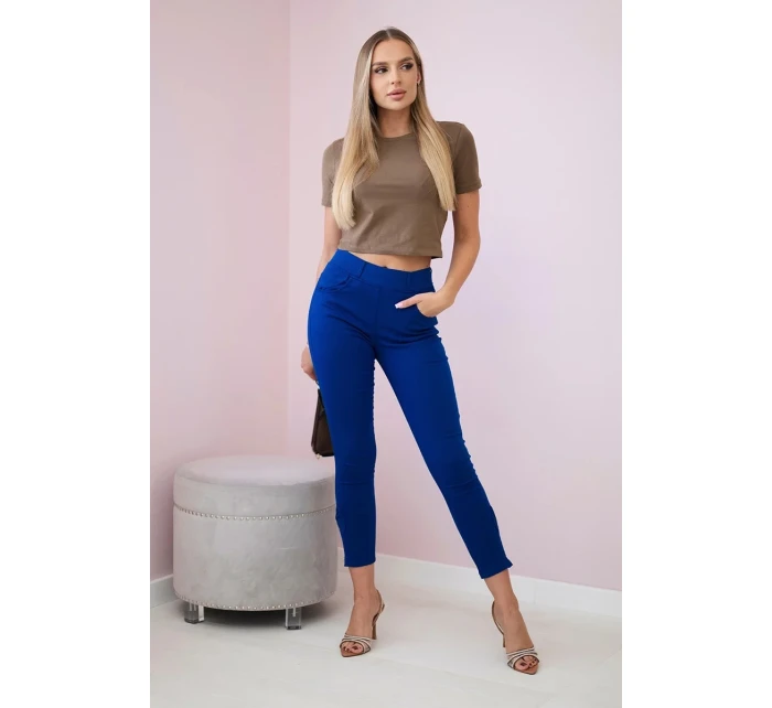 Barevné džínové kalhoty s chrpovou mašlí