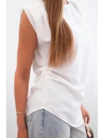 Elegantní dámská halenka s volánky a asymetrickým střihem ecru Elegantní dámská halenka s volánky a asymetrickým střihem ecru