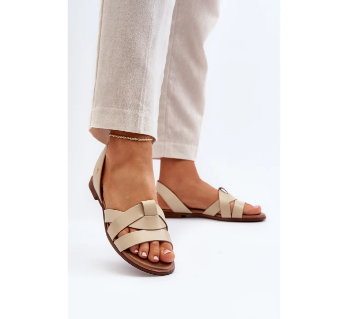 Zazoo 40185 Pohodlné kožené klínové sandály hnědé