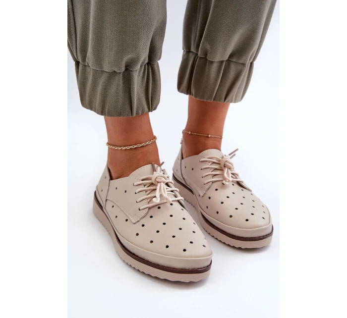 Bílé dámské kožené polobotky model 21655704 - S.Barski