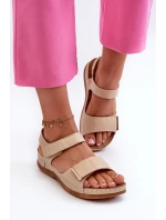 Pohodlné dámské sandály na suchý zip béžové Iphiope